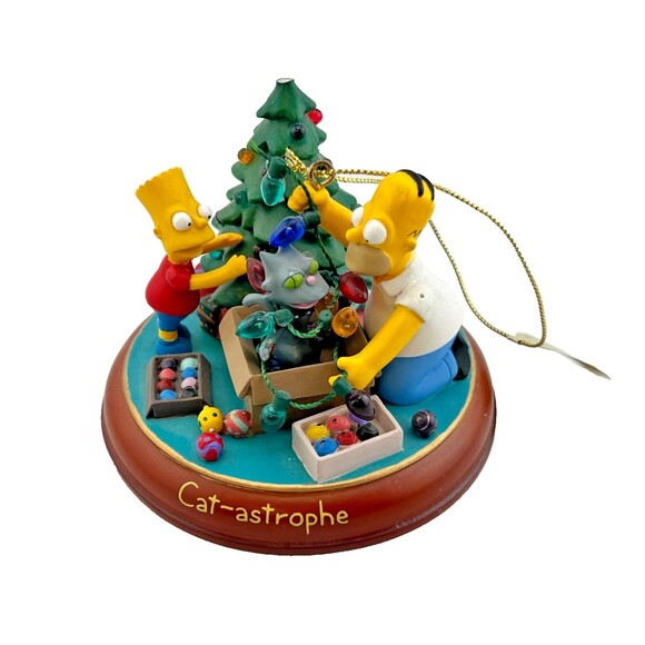 SIMPSONS Bradford Tree Christmas Ornament Illuminated "Cat-astrophe" Snowball - Picture 1 of 10